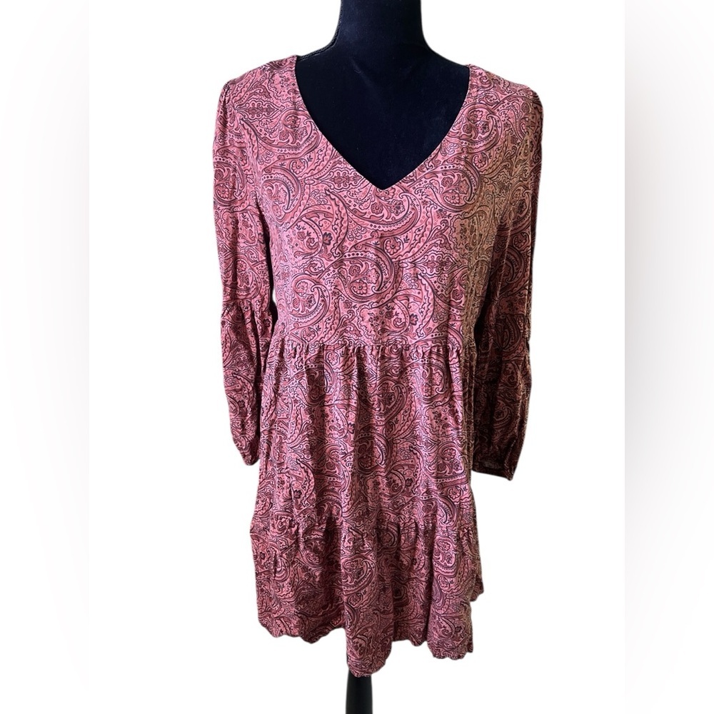 Lucky Brand long sleeve paisley babydoll peasant dress women’s medium